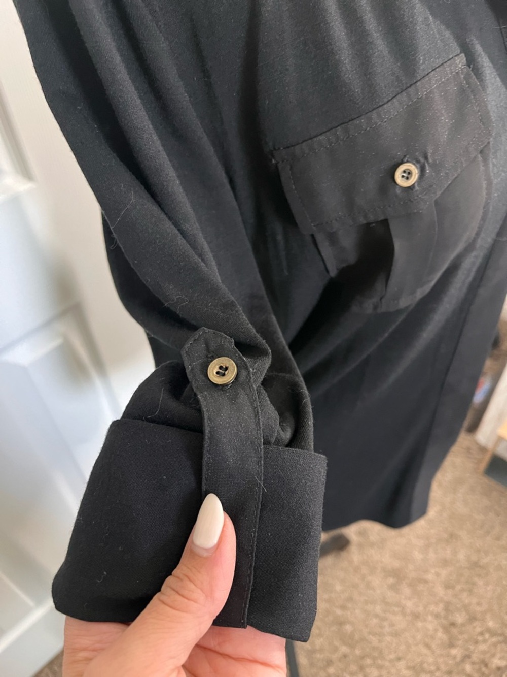 Black Button-Front Utility short or long Shirt. - Picture 11 of 16